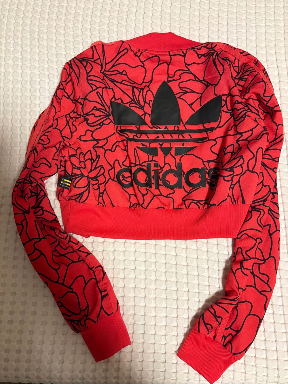 adidas originals Red Floral Crop Jacket Tank top pants Set Pharrell Williams - Picture 3 of 7